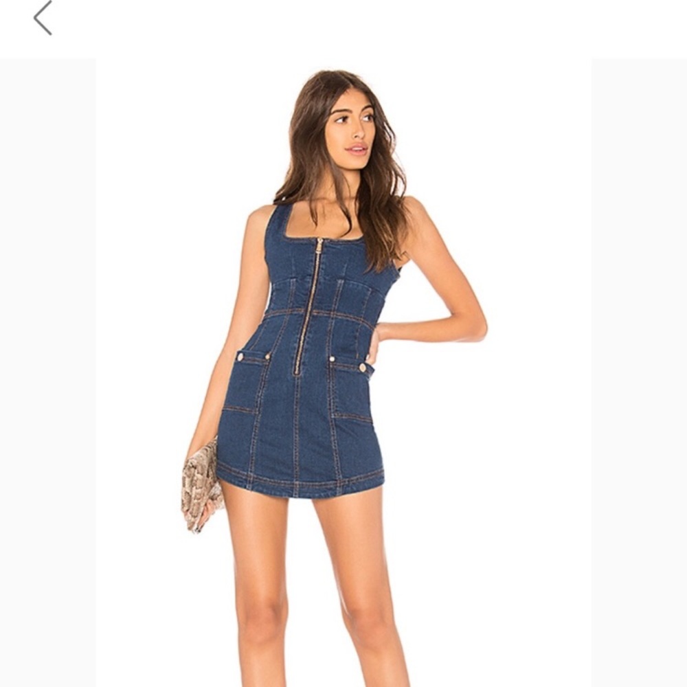 Alice McCall Revolve On+Off Zip Jean denim mini dress 2 XS